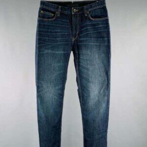 JOHN VARVATOS Blue Distressed Cotton Blend Straight Jeans
